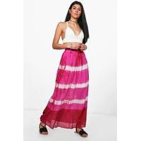 Woven Tie Dye Maxi Skirt - cerise