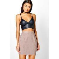 Woven Soft Suedette A Line Mini Skirt - taupe
