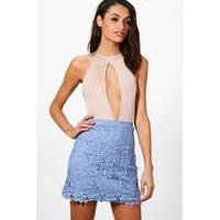 woven crochet mini skirt sky