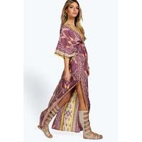 Woven Kimono Sleeve Maxi Dress - lilac