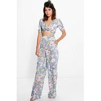 Woven Floral Top & Trouser Co-Ord Set - multi