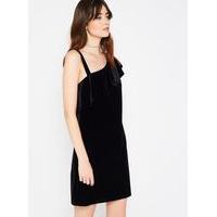 Womens One Shoulder Velvet Dress, Black