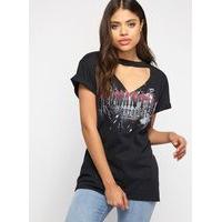 Womens Black Rock Choker T-Shirt, Black