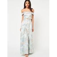 Womens PREMIUM Blue Jacquard Maxi Skirt, Blue