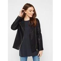 Womens Black Oversized PU Biker Jacket, Black