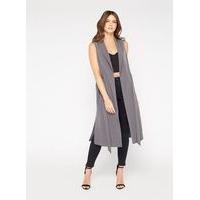 Womens Charcoal Sleeveless Duster Coat, Dark Grey