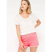 Womens Pink Burnout Jogger Shorts, Fluorescent Pink