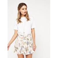 womens cream floral flippy shorts cream