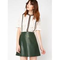 womens green pu a line skirt dark green