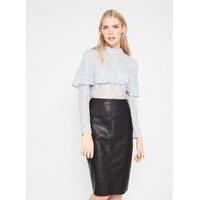 Womens Black PU Pencil Skirt, Black