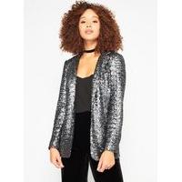 Womens Silver Sequin Blazer, Silver