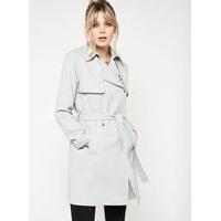 womens grey belted trench coat grey
