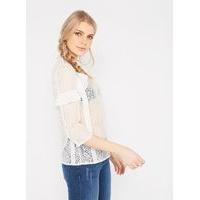 womens victoriana lace high neck frill blouse ivory