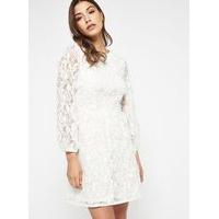 Womens PREMIUM 3D Floral Organza Dress, White