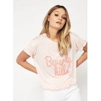 womens beverley hills trim t shirt pale pink