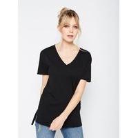 Womens Black Longline T-Shirt, Black