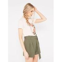 womens khaki paper bag shorts khaki