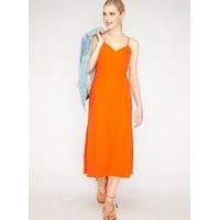 Womens Orange Side Split Midi Dress, Orange