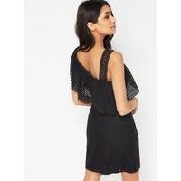 Womens Black Circle One Shoulder Dress, Black