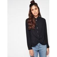 womens black knot front shirt black