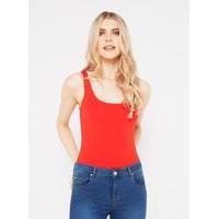 Womens Red Square Neck Body, Red
