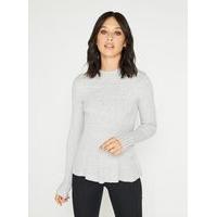 womens grey long sleeved godot peplum knitted top grey