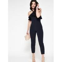 Womens PETITE Ruffle Jumpsuit, Navy