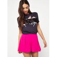 womens fuchsia pleated shorts pink