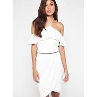 Womens White String Halter Wrap Dress, White