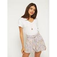 Womens Lilac Floral Flippy Shorts, Lilac