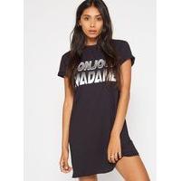 Womens Bonjour Madame T-shirt Dress, Black
