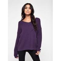 Womens Purple Lattice Back Jumper, Purple