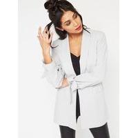 womens grey bow sleeve blazer grey