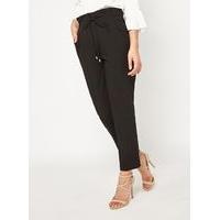 Womens Black Paper Bag Trousers, Black