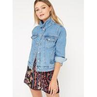 Womens PETITE Stud Denim Jacket, Blue