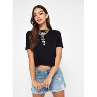 Womens Black Crop T-Shirt, Black