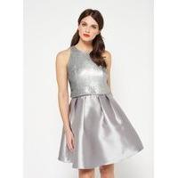 womens sequin 2 in 1 prom dress grey