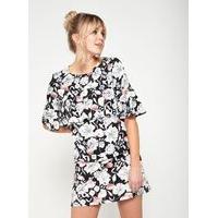 Womens Floral Print Ruffle T-Shirt, Assorted