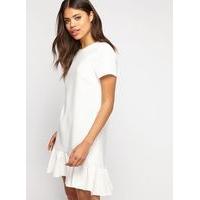 Womens Ivory Peplum Hem T-Shirt Dress, Ivory