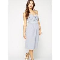 Womens Blue Ticking Striped Knot Dress, Blue