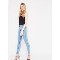 Womens STEFFI Acid Blue Super High Waist Jeans, Bleached Denim