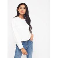 Womens White Crop Sweatshirt, White