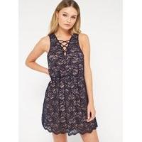 womens petite navy lace skater dress navy