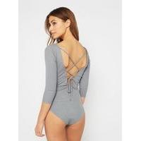 womens grey lattice back body grey