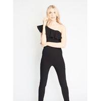 womens black one shoulder bengaline jumpsuit black