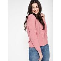 Womens Pink Lattice Cable Jumper, Pink