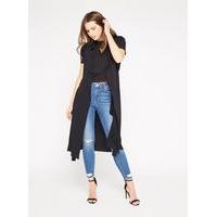 Womens Sleeveless Military Duster Coat, Black