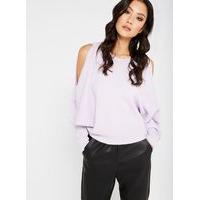 Womens Lilac Slouchy Ribbed Knitted Jumper, Lilac