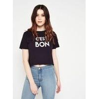 Womens Cest Bon Crop T-Shirt, Navy