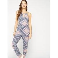 Womens 90\'s Neck Printed Jumpsuit, Assorted